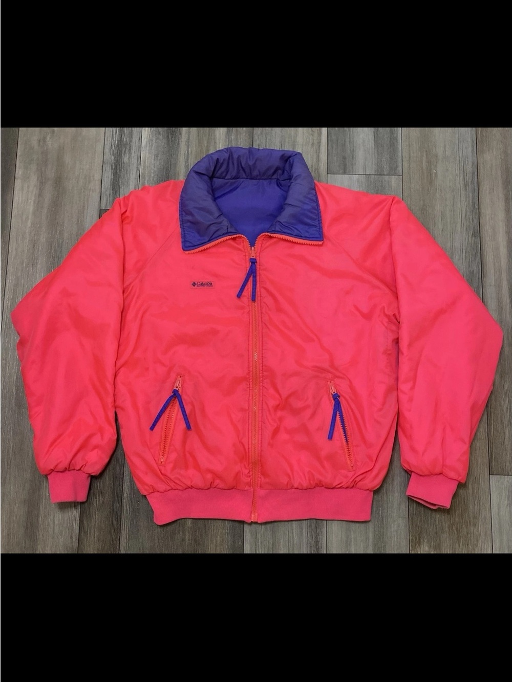 Vintage 90s Columbia Jacket Women’s L Pink Purple Reversible Full Zip Ski Retro